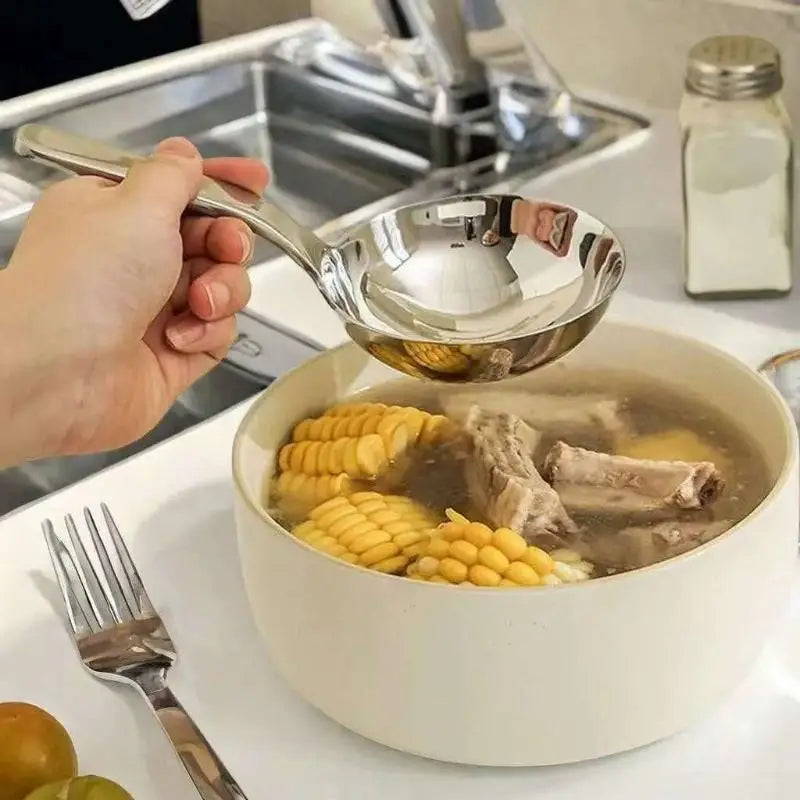 201 Stainless Steel Deepen Tablespoons Soup Ladle Short Handle Large Ramen Bouillon Spoon Kitchen Tableware Cooking Utensils