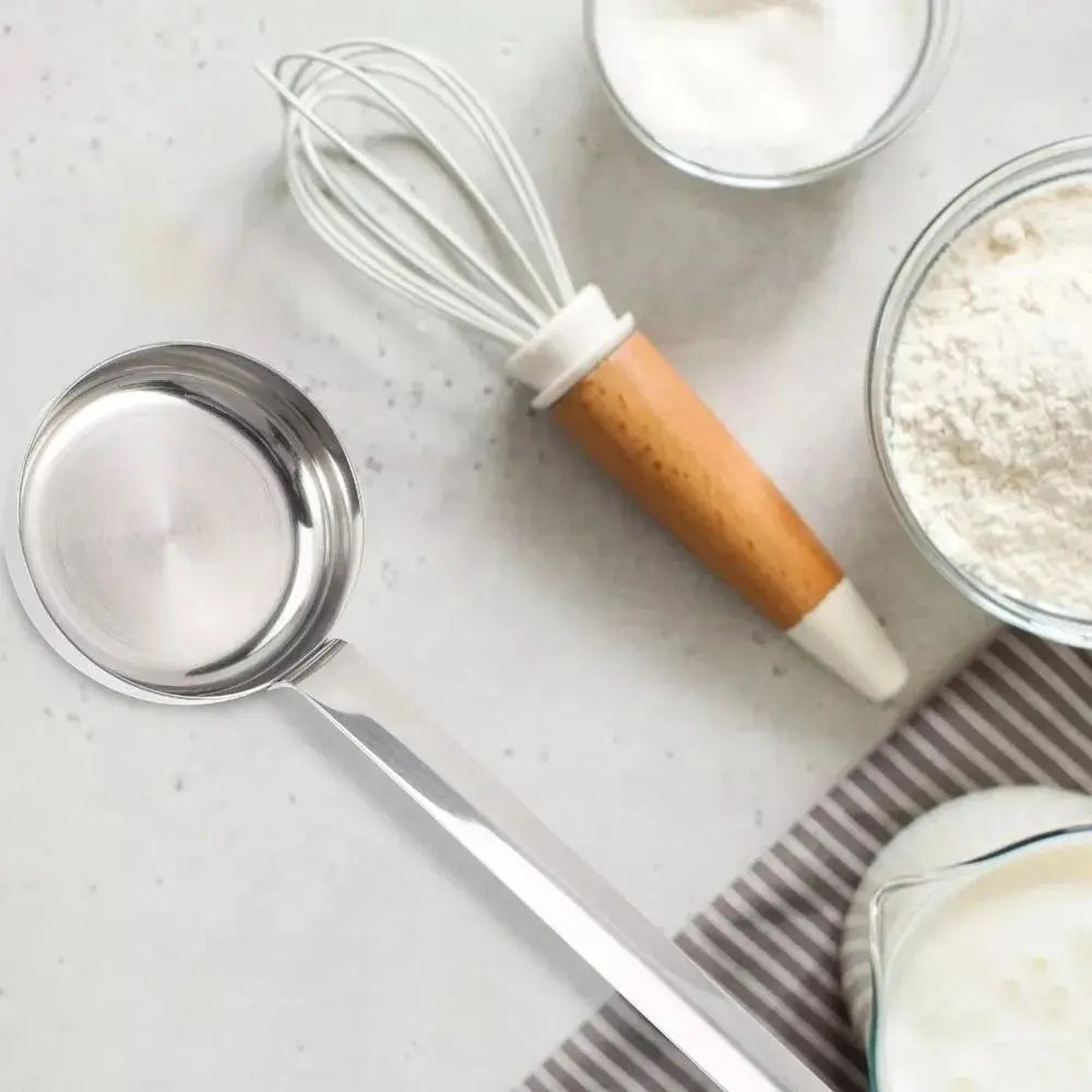 New Creative Flat Bottom Pizza Sauce Spoon Long Handle Stainless Steel Soup Ladle Portable Practical Serving Spoon