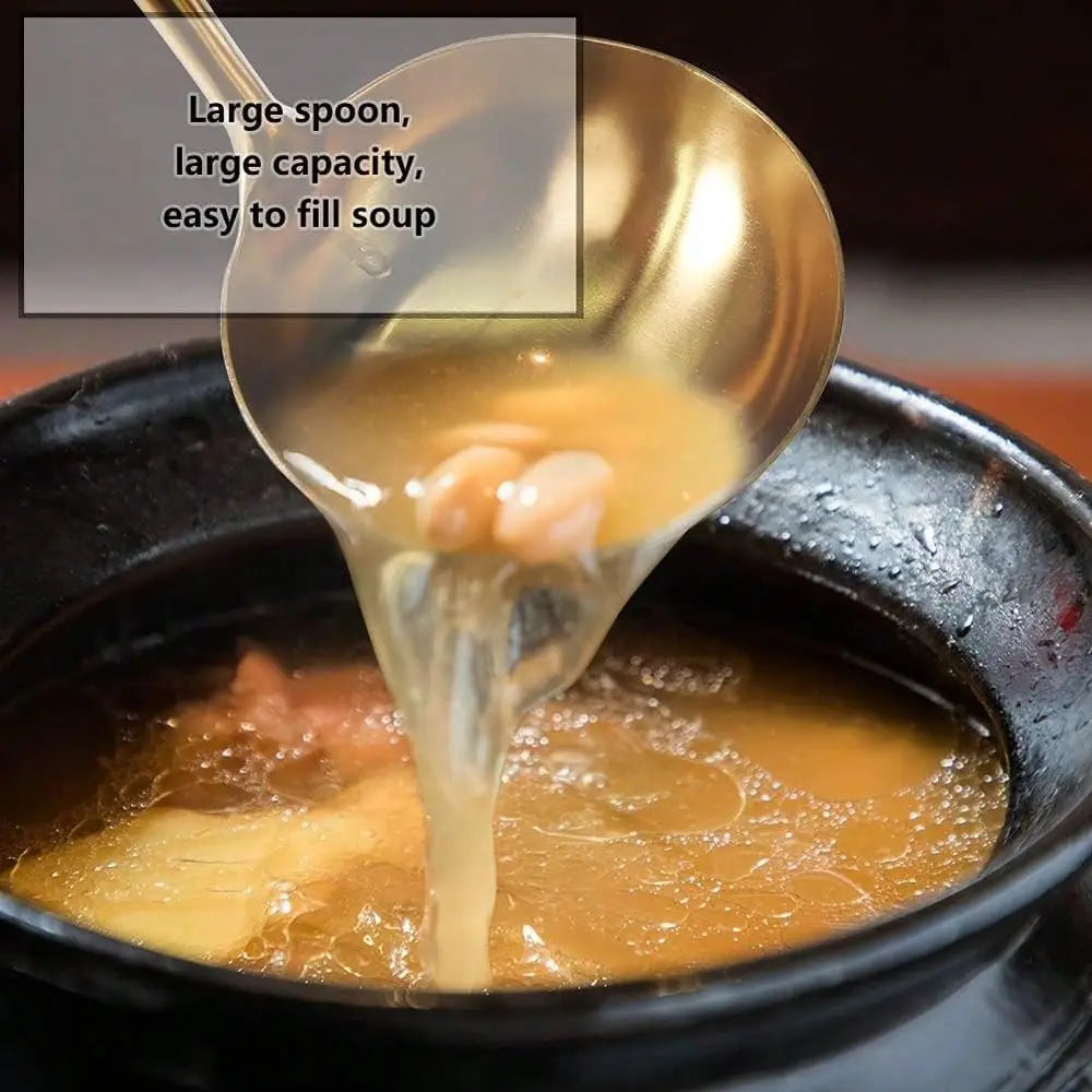 Soup Ladle, Rustproof, Heat Resistance, Integral Forming Durable 304 Stainless Steel Soup Spoon With Vacuum Ergonomic Round Han