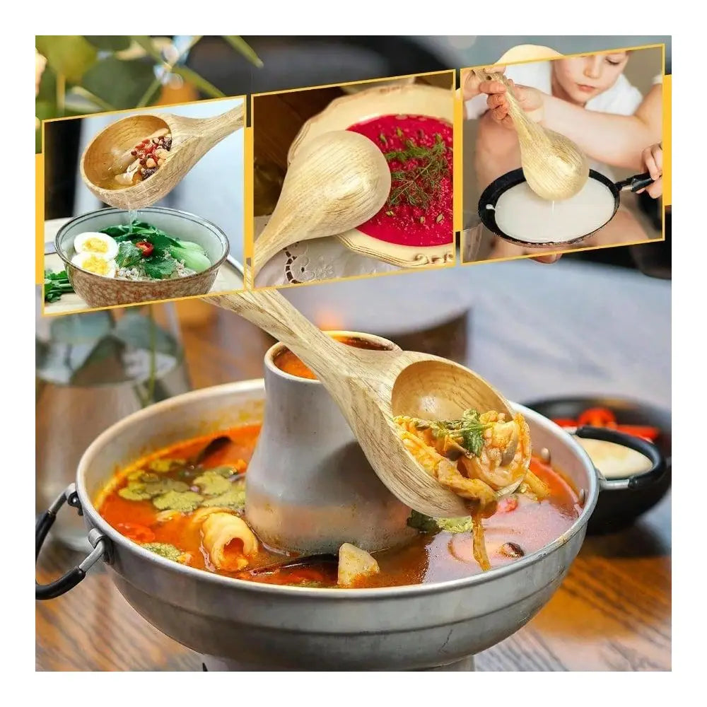 Pack Wooden Kitchen Scoop Ladle,Multipurpose Large Solid Wood Water Spoon Serving Soup Tablespoon For Cooking,Bath Salt,Caniste