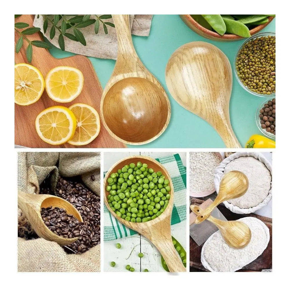 Pack Wooden Kitchen Scoop Ladle,Multipurpose Large Solid Wood Water Spoon Serving Soup Tablespoon For Cooking,Bath Salt,Caniste