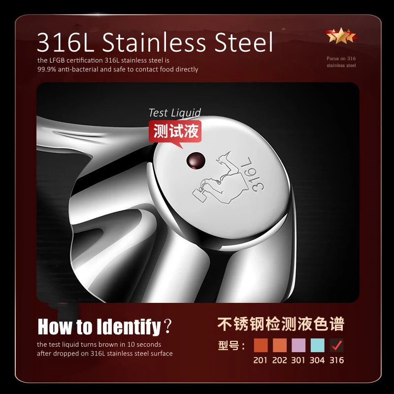 LFGB Certification 99.9% Anti-bacterial 316L Stainless Steel Oil Separating Spoon 1.36mm Thickness 8.8cm Width 28cm Soup Ladle