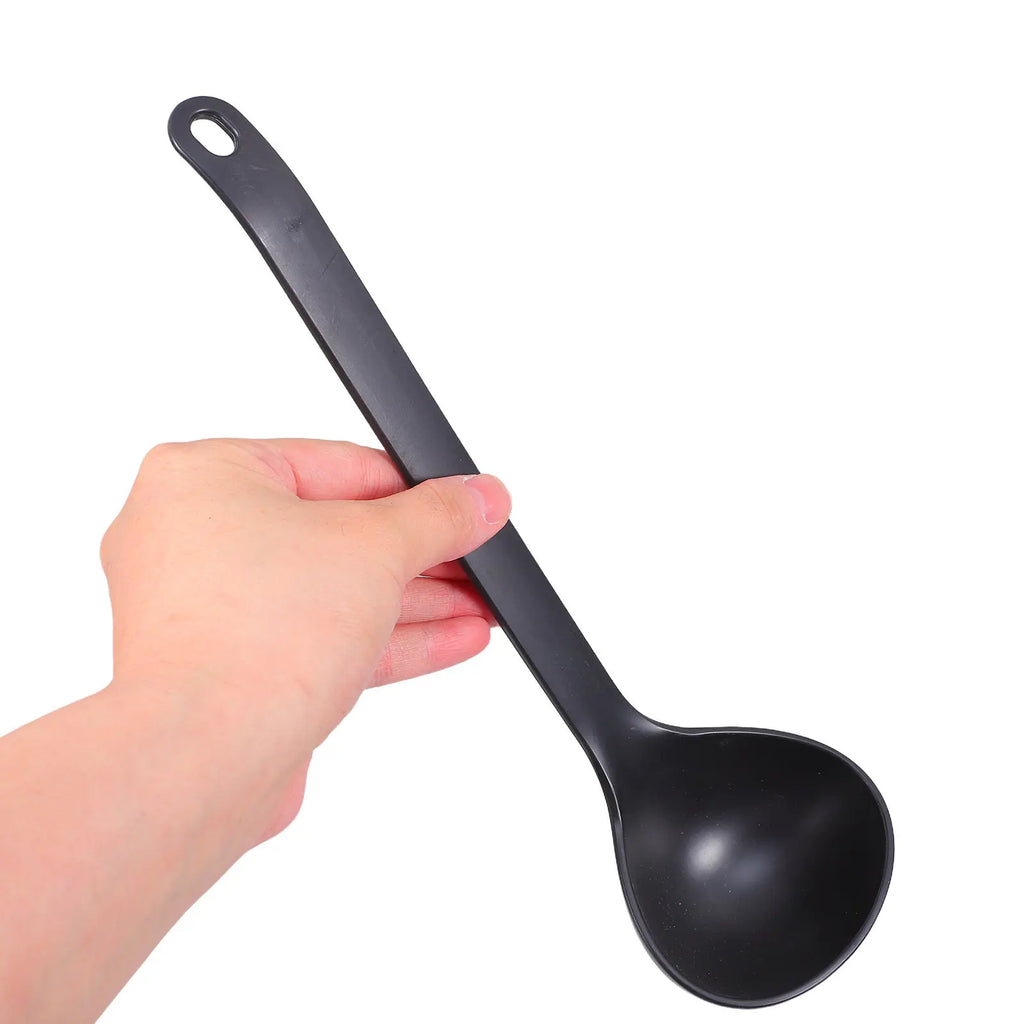 Black Heat Resistant Non-Stick Deep Head Soup Spoon Rice Serving Paddle Porridge Spoon Metal Kitchen Cooking Utensil