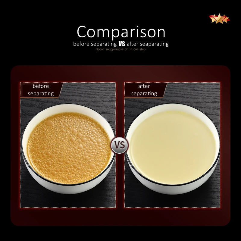 2 Pieces of GEDO Kitchen Oil Separating Spoons 305mm Length 83mm Width Family Serving Scoop Ultra Thick Soup Ladle for Banquet
